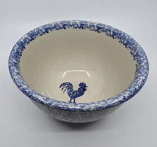 Blue Folk Craft ROOSTER Spongeware by Tienshan Mixing Bowl