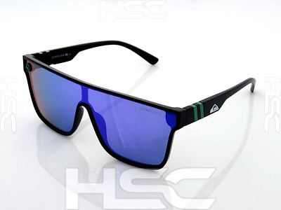 NEW Quiksilver Sunglasses Black Frame Flash Blue-Purple Mirror Single Lens SciFi