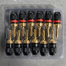 Sewell Direct SW-29863-6 Deadbolt 6-Pairs Banana Plugs,Gold Plated Speaker Plugs