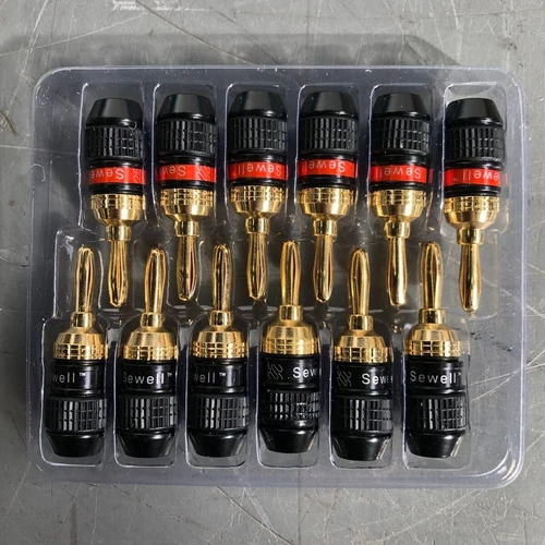 Sewell Direct SW-29863-6 Deadbolt 6-Pairs Banana Plugs,Gold Plated Speaker Plugs