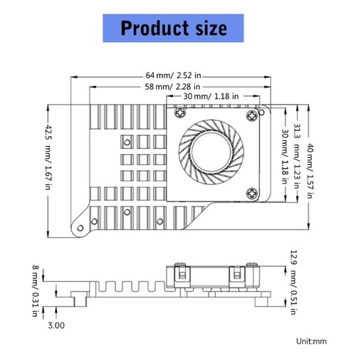 Upgrade for Raspberry Pi 5 with M.2 NVMe SSD HAT Featuring PoE and Cooling Fan - Afbeelding 8 van 8