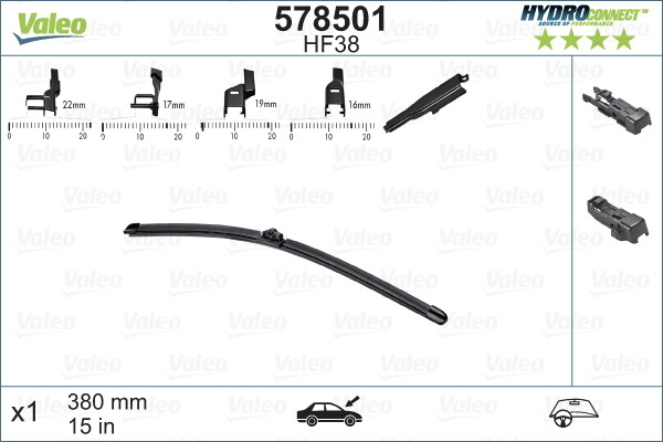 Valeo 578501 Scheibenwischer FüR Audi Fiat Ford Abarth Nissan Lancia-image