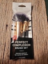 Perfect Complexion 3 Brush Set Synthetic Bristles NEW Glamour Makeup