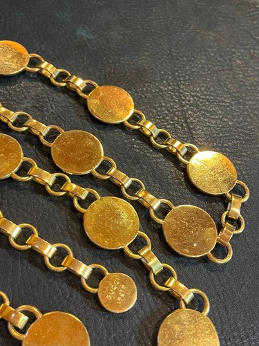 GUCCI BELT Chain logo Vintage Old Gucci Gold GG Necklace Pendant Choker kenkenjp - Picture 16 of 24