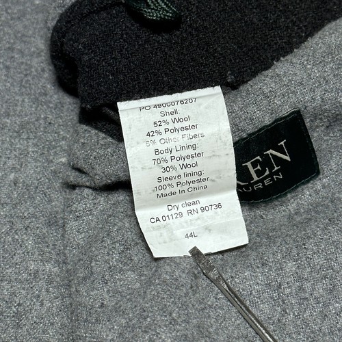Lauren Ralph Lauren Dark Gray Wool Blend Hooded Long Overcoat Men’s Size 44L - Picture 6 of 14