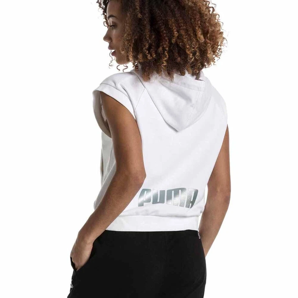 Sudadera con capucha para mujer Puma Classics sin mangas con logotipo T7, blanca, mediana - Precio de venta sugerido por el fabricante 75 USD Foto 2 de 3