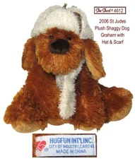 Hug Fun 2006 St Judes Graham Stuffed Dog with Hat and Scarf Soft Plush Toy