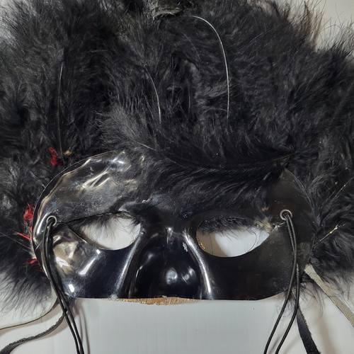 Feathered Masquerade Mardi Gras Mask Peacock Gold Sequins - Picture 8 of 10