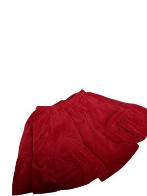 Hanna Andersson Girl Velour Velvet Like Red Ruffle Skirt Size 6-7