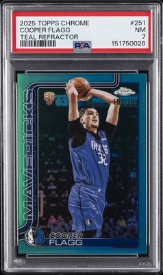 2025 TOPPS CHROME TEAL REFRACTOR #251 COOPER FLAGG 190/299 PSA 7