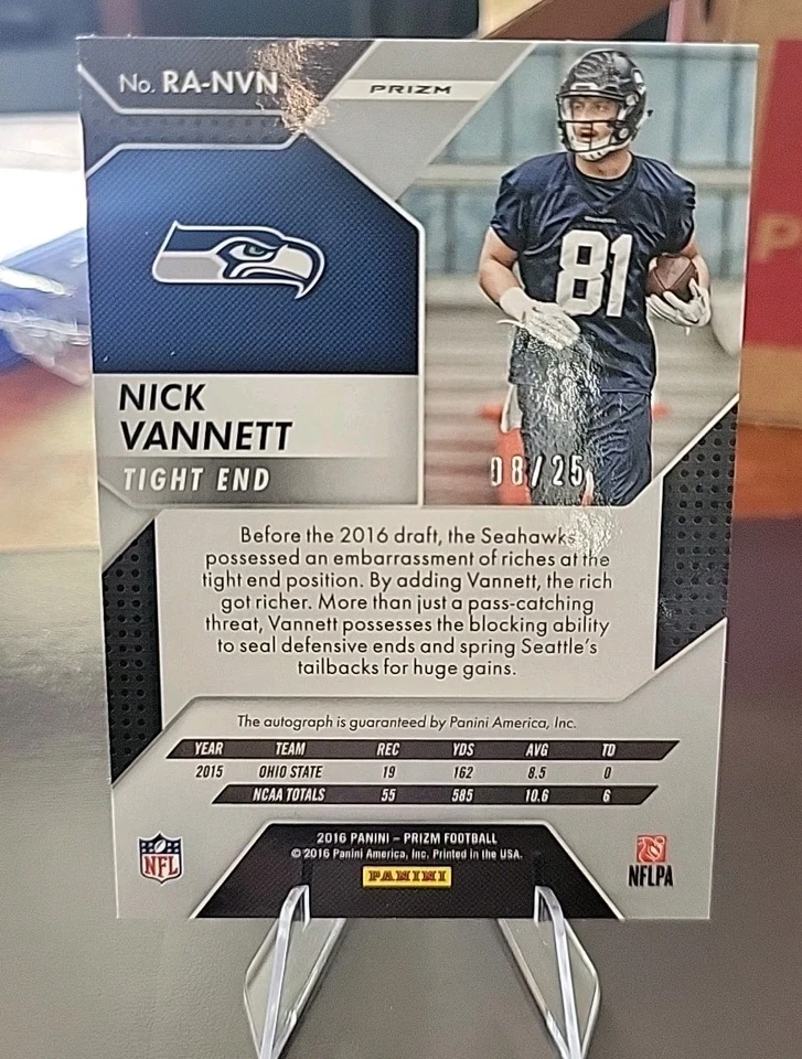 Panini Prizm Rookie 2016 camuflaje automático Prizm Nick Vannett RC 08/25 🔥🔥🔥 Foto 2 de 2