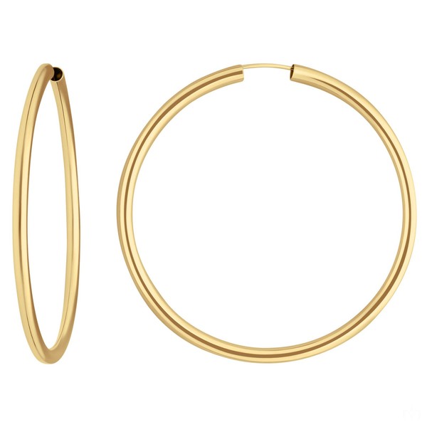 Paar Ohrringe Creolen Rund Schlicht Ohrschmuck Aus 333 Gold Gelbgold 48X2,5Mm-image