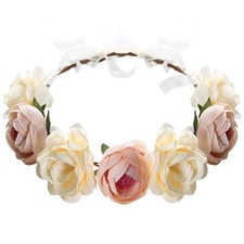 Halloween Flower Headband Rose Leaf Crown Hair Hoops Bands Floral Wreath Head...