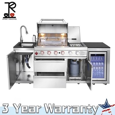 85'' BBQ Outdoor Kitchen Island Grill Barbecue Modular Patio Kitchens Kits LPG