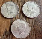 1964 P JOHN F KENNEDY HALVES TRIO - 90% SILVER - NICE DETAIL -ESTATE FIND