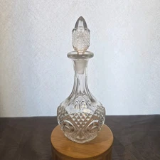 Vtg Crystal Glass Decanter Perfume Bottle Ornate Stopper Collectible Diamond