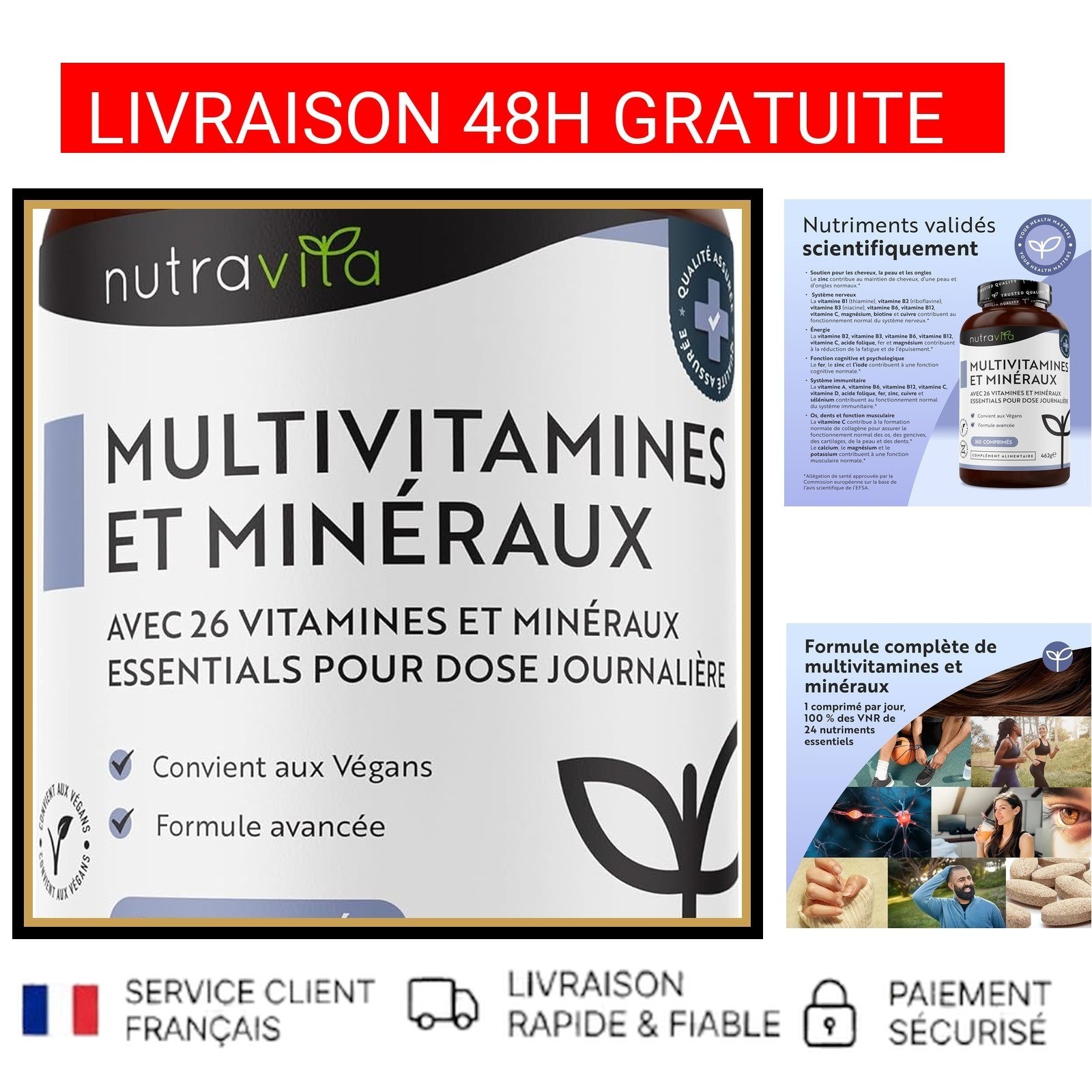 Nutravita 365 Comprimés Multivitamines Vegan Énergie Quotidienne