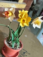 Vintage Miniatur Puppenhaus Blumen Blumentopf Vase Blumen