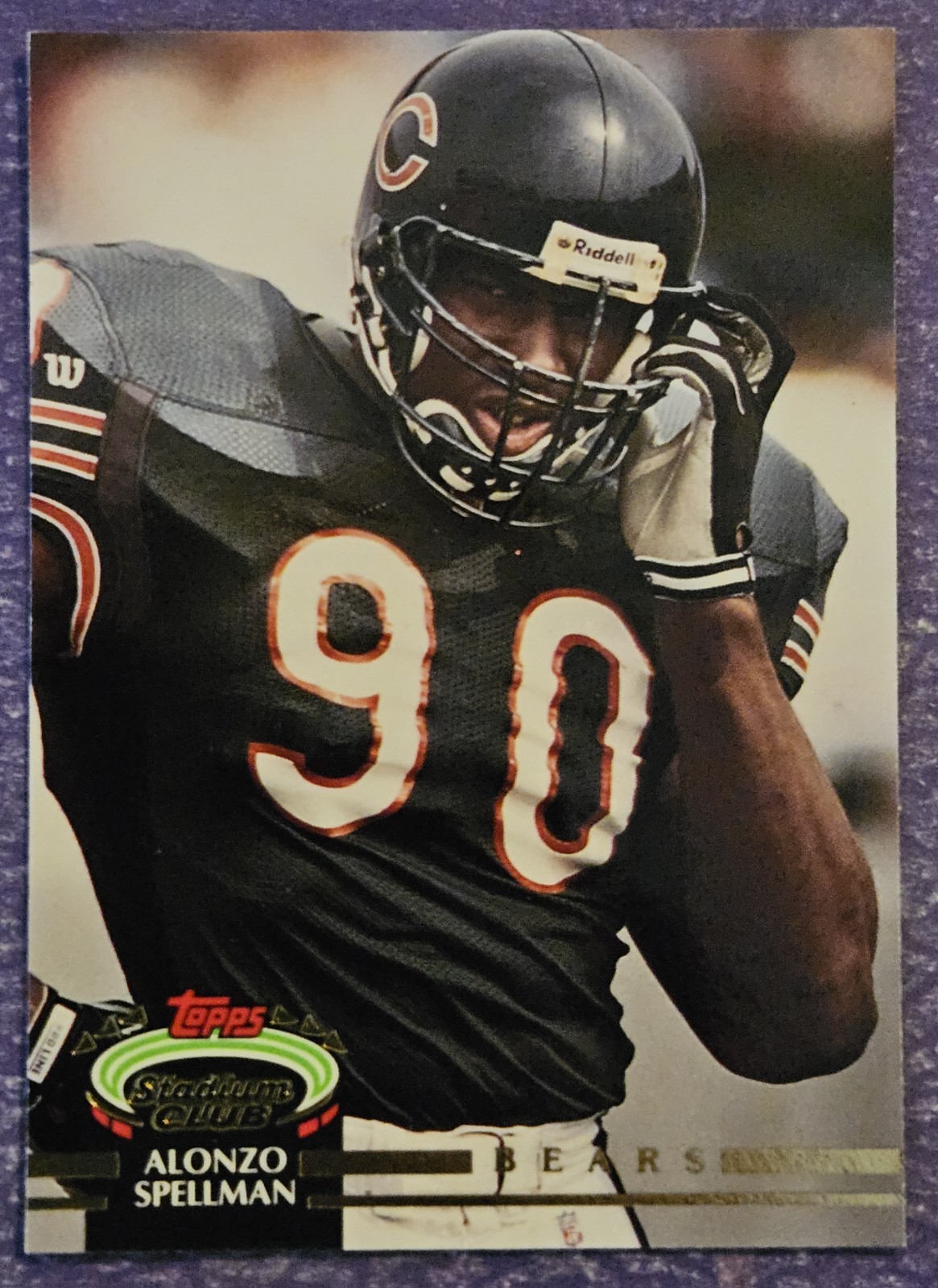 1992 Stadium Club Football #649 Alonzo Spellman Rookie card Chicago Bears!