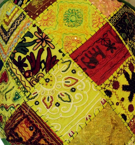 24" KUTCH FOLK DÉCOR OTTOMAN POUF BENCH FOOTSTOOL POUFFE PILLOW CHAIR COVER - Picture 7 of 12