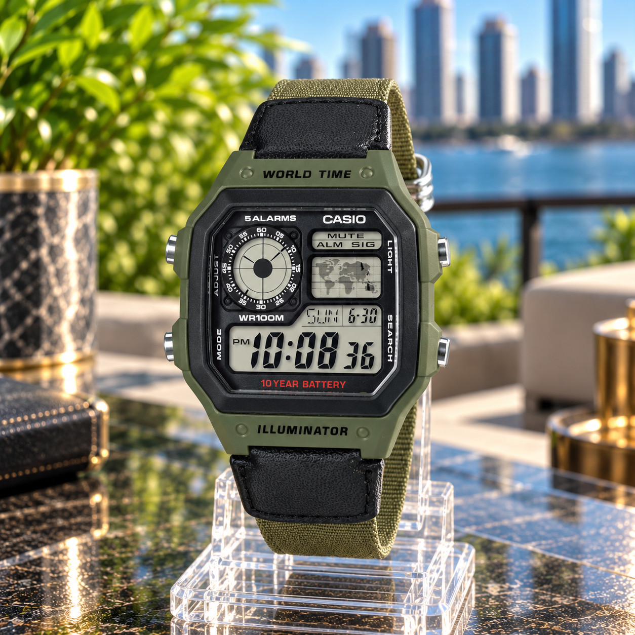 CASIO AE-1200WHB-1BVDF MENS ILLUMINATOR ROYALE GREEN CHRONO DIGITAL WATCH *NEW* - Image 2