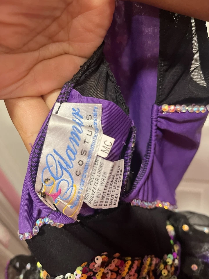 Disfraz de baile jazz púrpura, negro y multi. Color Foto 3 de 3