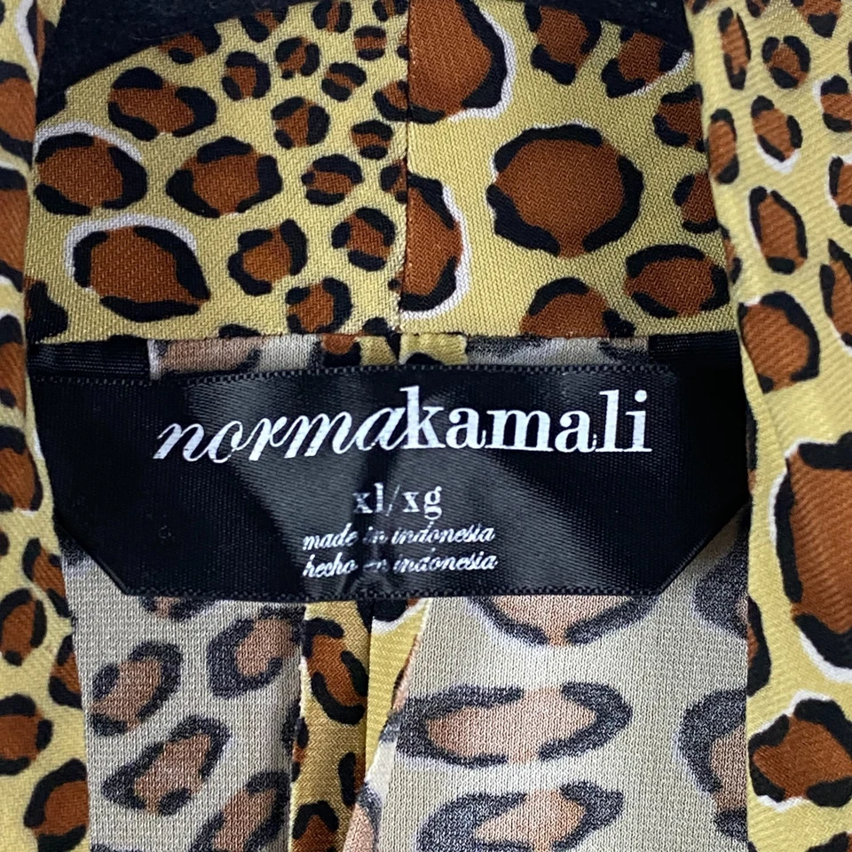 Vestido Norma Kamali Cacao Estampado Animal Imitación Envolvente Talla XL Manga Larga Elástico Foto 4 de 4
