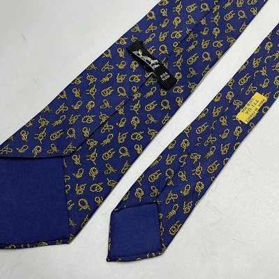 Hermes 771 UA Maus & Hoffman Blue Rope Knot Print 100% Silk Necktie