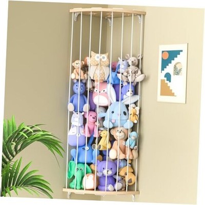 Stuffed Animal Storage Wood Corner Plush Toys Holder with Star Pattern, Length 