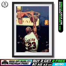 MICHAEL JORDAN NBA BASKETBALL Wall Art Formato Quadro Stampa Poster | A1 A2 A3 A4