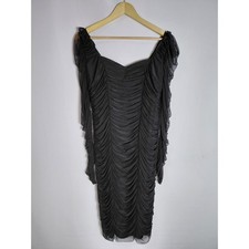 FASHION NOVA 30044H STYLE# Ruched Black Dress Plus Solid Nylon Women Size 1X