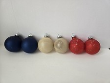 Vintage Christmas glass ornament lot red white blue Made in USA