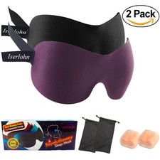 Sleep Eye Mask, Super Soft 3D Contoured Blindfold Sleeping Cover Mask Pack of 2