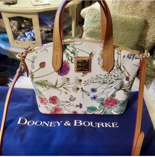 Dooney & Bourke Botanical Collection Geena Satchel Purse Adjustable Strap $298