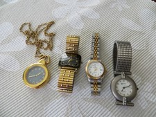 Konvolut - 4 ältere Armbanduhren, bzw. 1 davon Halskettenuhr für den Bastler