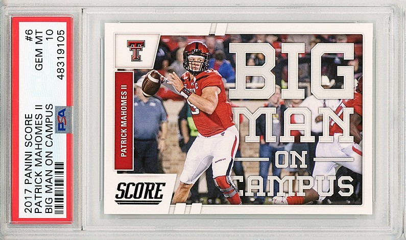 2017 -PATRICK MAHOMES- PSA 10 Score BIG MAN ON CAMPUS ROOKIE Insert Card - RC