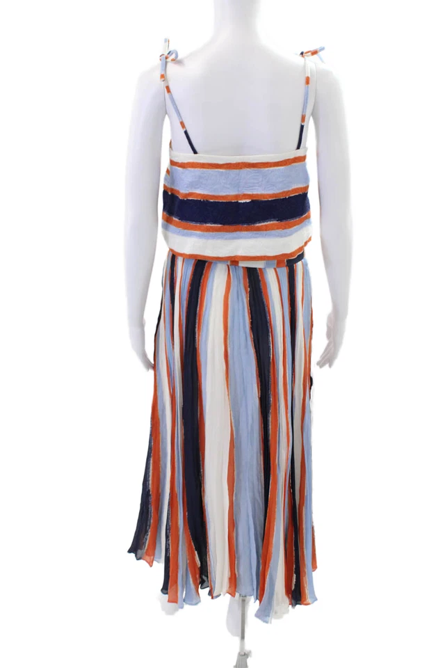 Conjunto de falda corta multicolor Elle Sasson para mujer de algodón a rayas sin mangas talla 38 Foto 3 de 4