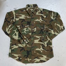 Vintage Five Brothers Woodland Camo Cotton Hunting Outdoor Shirt Made In USA L