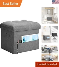 Storage Ottoman with Thick Foam Padded Seat Foldable Foot Rest Stool 43L