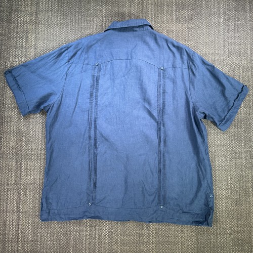Cubavera Shirt Mens XXL Blue Linen Classic Guayabera 4 pocket Cuban Cigar 2XL - Picture 4 of 23