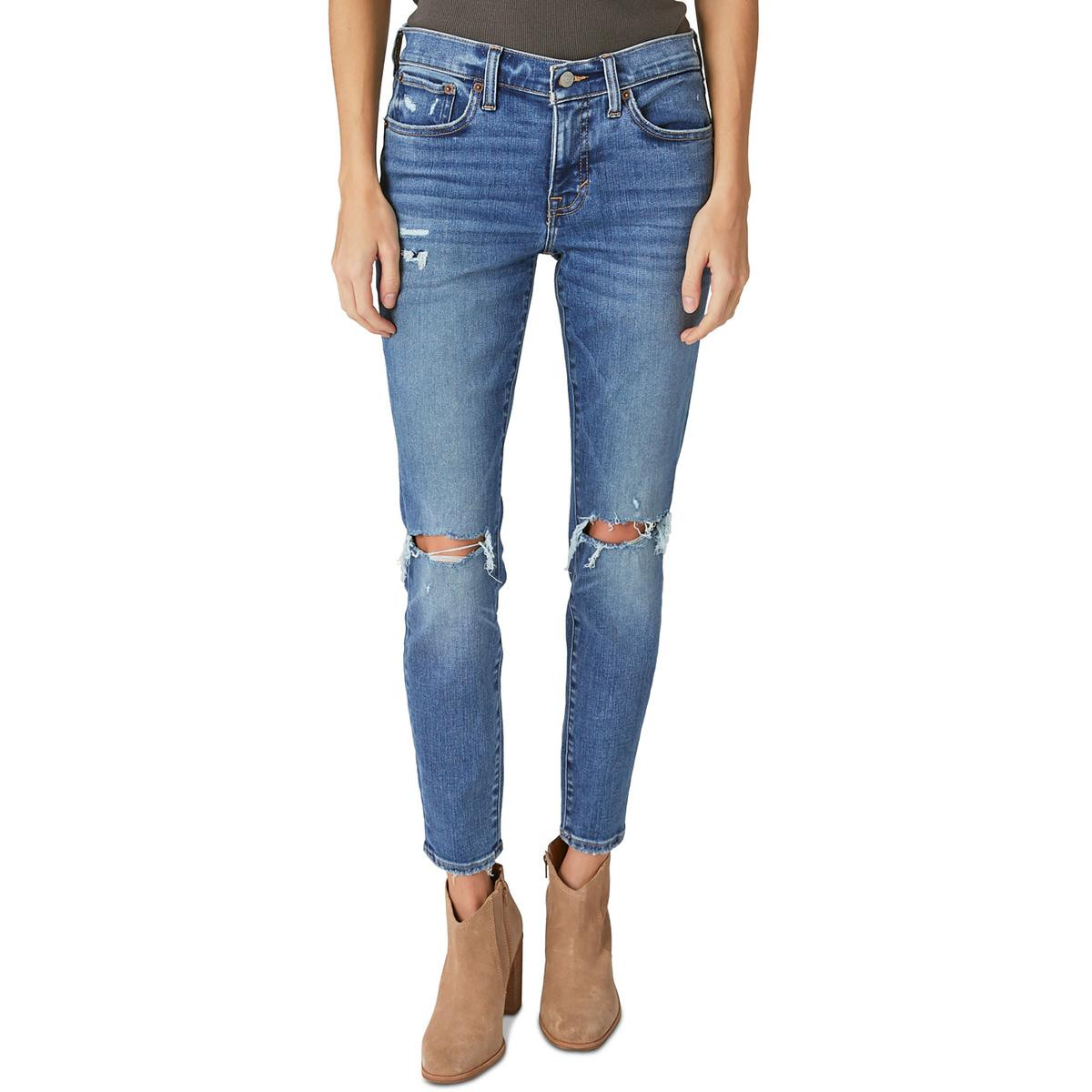 Женские джинсы-скинни AVA Blue Destroyed Denim от счастливого бренда 8 BHFO 2501