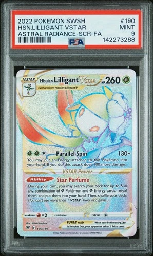 2022 POKEMON SWSH ASTRAL RADIANCE #190 FULL ART/HISUIAN LILLIGANT VSTAR PSA 9