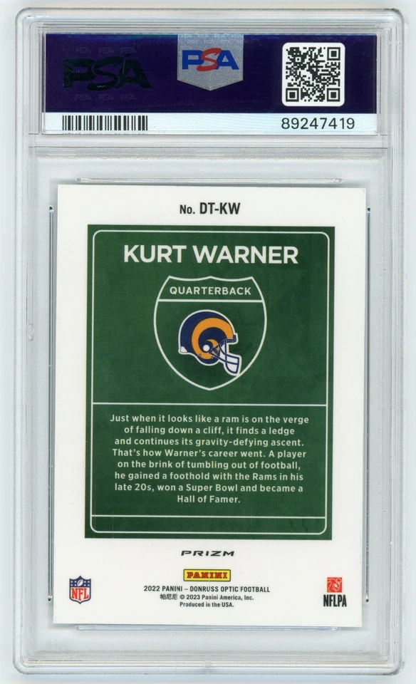 KURT WARNER 2022 Panini Donruss Optic DOWNTOWN #DT-KW PSA 10 Gem Case Hit SP - Image 2 of 2