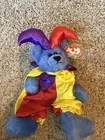 Vintage Ty Beanie Baby Calliope The Jester Clown Bear New With Tag Blue 9"