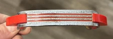 Art Deco Vintage Amerock Streamlined Chrome Red Trim & Lines Drawer Pull Handle