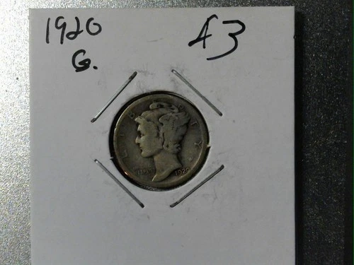1920 P Mercury Dime circulated 90% Silver  Good G Condition, not cleaned