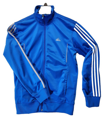 adidas jacket Mens Three Stripe Blue Climalite Small