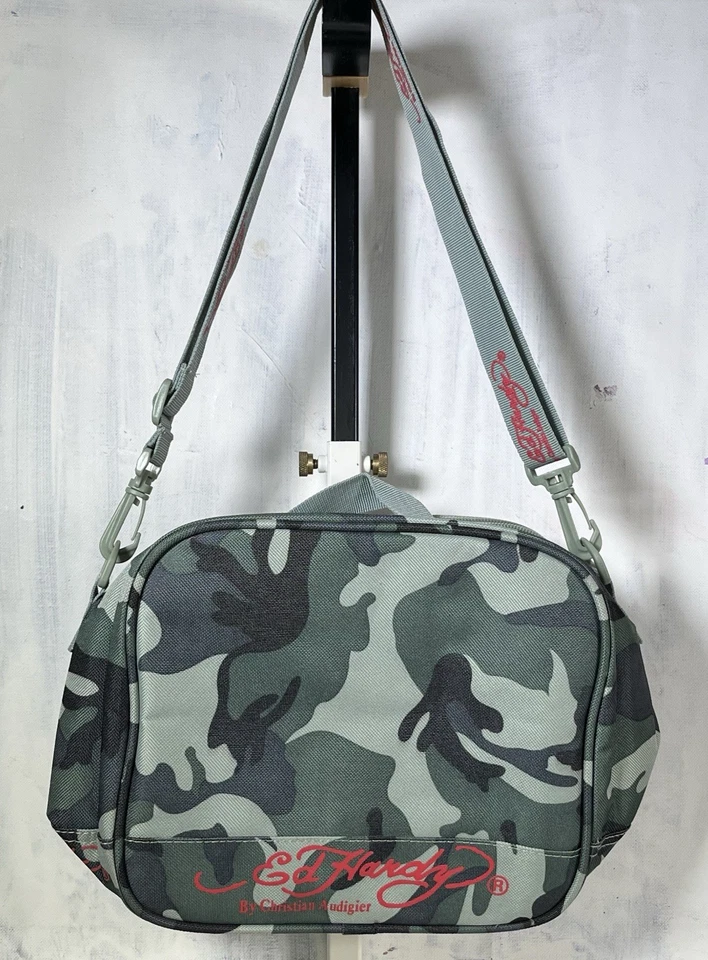 Vintage Ed Hardy By Christian Audigier Camo Lunch Box Bag Y2K - Image 2 of 4