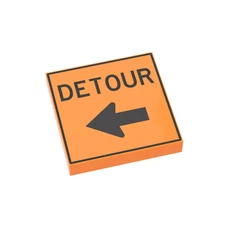 Construction Detour Left Arrow Sign -  Custom Printed - MOC - Brick City