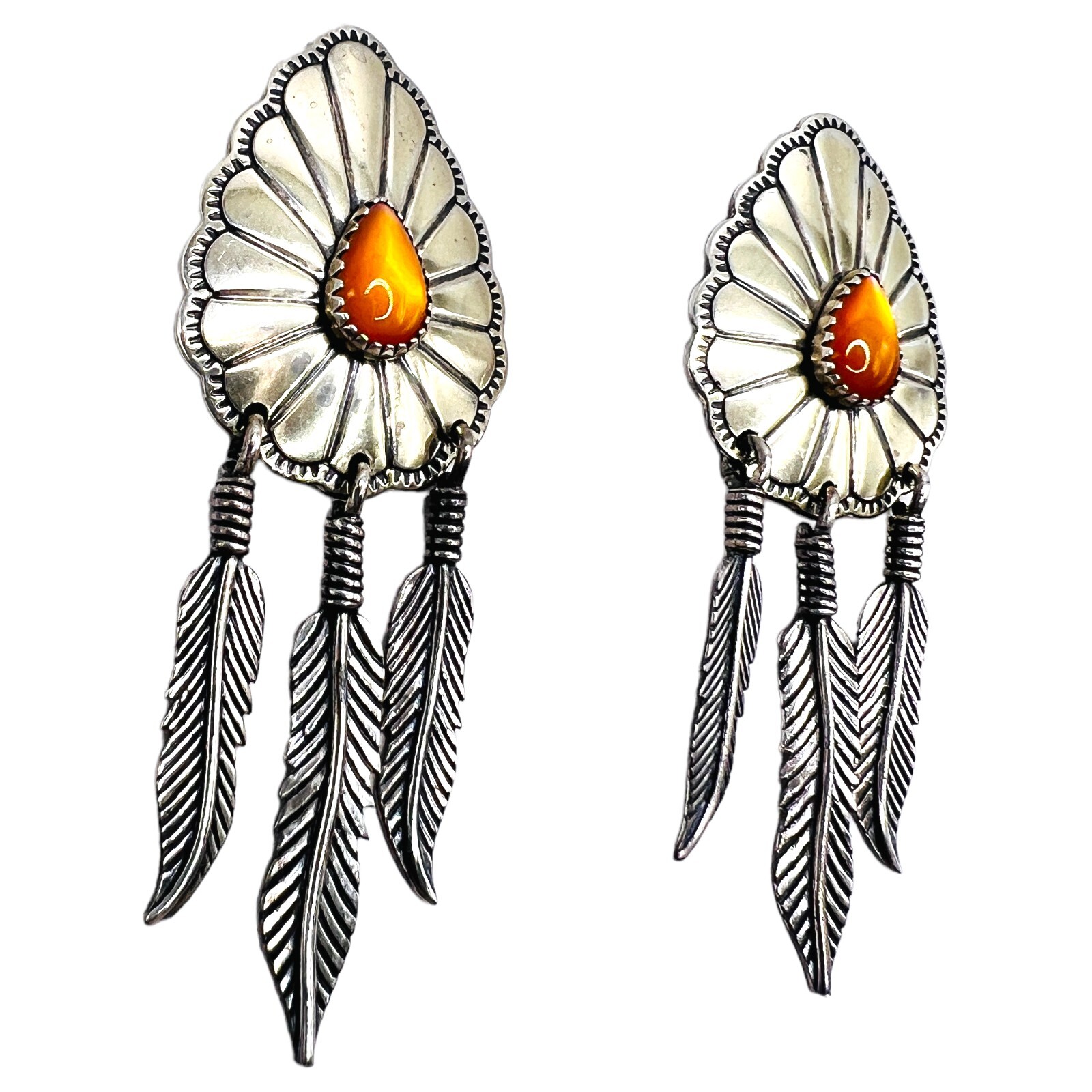 Sterling Silver Arrow Feather Dangle Earrings Sou… - image 3